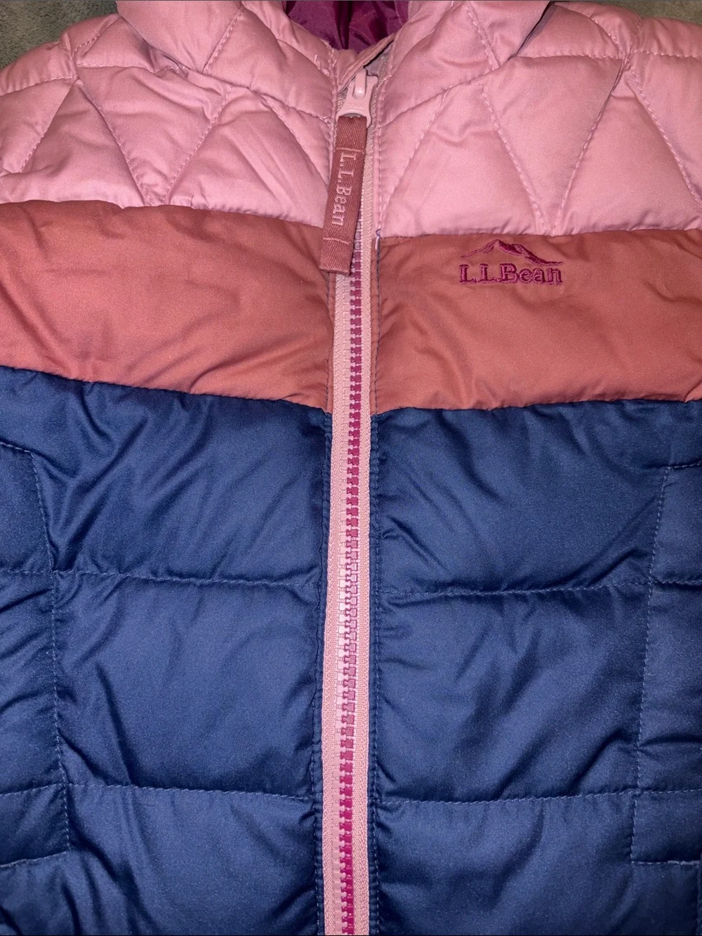 L.L. Bean Toddler Girls Colorblock down lot Puffer Jacket